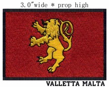 Вышитая нашивка с флагом Мальты валетта, 3 дюйма, широкая доставка, нашивки с Львом, прямоугольный значок на свитер 2024 - купить недорого