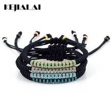 Trendy Charm Bracelet Blue CZ  Black Gun Plated Long Tube Stoppers Macrame Men Bracelet for Women Jewelry Braiding Femme 2024 - buy cheap