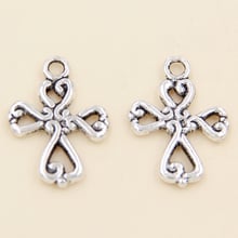 Wholesale 50pcs Tibetan Silver Crosses Charms Pendants 14x19.5mm 2024 - buy cheap