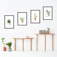green flowers plant pot butterfly photo frame wall decals living room home decor 50*70cm wall stickers pvc poster diy mural art 2024 - buy cheap