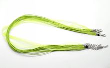 DoreenBeads Retail 20PCs Lobster Clasp Green Organza Ribbon Waxen Cord String Necklaces 43cm(17") 2024 - buy cheap