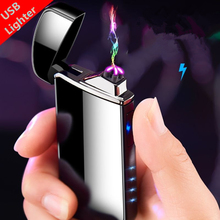 2019 New Metal Electric USB Lighter Power Display Rechargeable Cigarette Lighter Double Arc Plasma Lighters High Quality gift 2024 - buy cheap