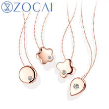 ZOCAI Новое поступление 0,01 CT Certified H/SI Алмазный Кулон 18K розовое золото (Au750) с цепочка из серебра 925 JBD00381 2024 - купить недорого