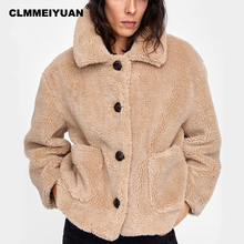 Brand Fashion Chunky Teddy Bear Jacket Coats Women Winter 2019 New Faux Fur Coat Jacket Thick Warm Pocket Overcoat Streetwear 2024 - buy cheap