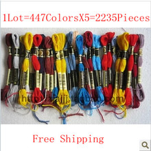 Wholesale Cross Stitch Thread 1Lot=447ColorsX5=2235Pieces Similar DMC Cotton Thread Free Shipping 2024 - buy cheap