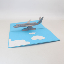 3D Ручная работа синий чехол летающий самолет бумага Пригласительные открытки открытка бизнес дети день рождения креативный подарок 2024 - купить недорого