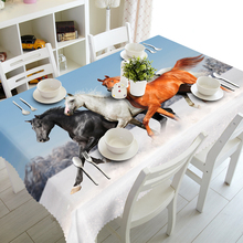 Mantel 3D personalizable con patrón de caballo salvaje y estepas africanas para comedor, cubierta gruesa de poliéster Rectangular y redonda para mesa 2024 - compra barato