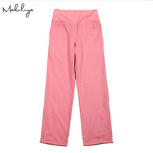 Makuluya Better Linen factory oem linen pants elastic waist wide leg pants casual pants top straight pants loose trousers L6 2024 - buy cheap