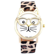 Cute Women's Watches Analog Quartz Dial Wrist Watch Cat Leopard Printed racelet Analog Quartz Wristwatch relogio masculino 35 2024 - buy cheap