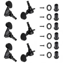 Afinador de guitarra 3/4 preto, sintonizador de peças 3r + 3l com cabeça semicírculo para 40 / 41 embutida para guitarra acústica folclóstica