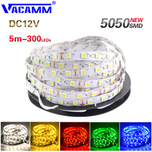 Vacamm-tira de luces LED de colores, cinta Flexible de 5M, 5050 leds, DC12V, 300leds, para vacaciones, fiestas, escaleras, hogar, decoración 2024 - compra barato