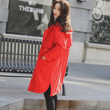 Casaco com capuz plus size feminino, jaqueta longa para mulheres primavera outono vermelho preto 2019 2024 - compre barato