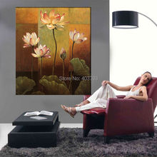 1Pcs/Lot Pure Lotus Flower Painting Canvas Wall Art Picture For Living Room Canvas Hand Painted Modern Abstract Oil Painting 2024 - buy cheap