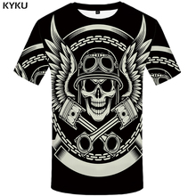 KYKU-Camiseta de calavera para hombre, camisa militar negra con estampado de pluma en 3d, ropa Punk Rock, ropa de Anime Hip Hop, ropa informal de hombre 2024 - compra barato