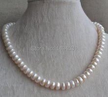 Wholesale Pearl Jewelry - White Color 17 Inches Genuine Freshwater Pearl Necklace 9.5-10.5mm Wedding Bridesmaids Gift 2024 - buy cheap