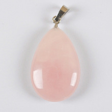 Pingente pedras de cristal rosa natural s3045, joia com pingente de gema moda gota d' água 2024 - compre barato