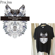 Prajna Diamond Wolf Head If U Think U Can U Can Iron On Heat Transfer Patch PVC Ironing Stickers For Clothes Thermal Transfers 2024 - buy cheap