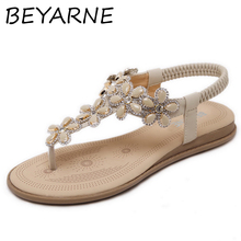 Beyne sandálias baixas de verão, com strass, boêmia, praia, para mulheres, sapatos, sandália feminina, calçados 2024 - compre barato