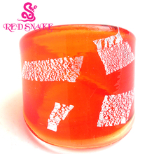 Anillo de moda de serpiente roja hecho a mano, anillos de cristal de Murano con patrón de bloque de aluminio de color rojo y plateado 2024 - compra barato