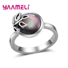 Vintage Round Fire Opal Stones Jewelry Rings For Women Original 925 Sterling Silver Jewelry Kunckle Rings Top Quality 2024 - buy cheap