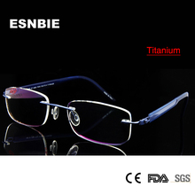 ESNBIE Titanium Eyeglasses Rimless Glasses For Men Optical Eyeglass Frames Blue Color Prescription Glasses Frames 2024 - buy cheap