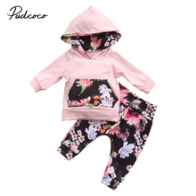 Pudcoco Infant Newborn Baby Girls Clothes Floral Long Sleeves Hooded Tops T-shirt+Floral Leggings 2Pcs Outfit Set 2024 - buy cheap