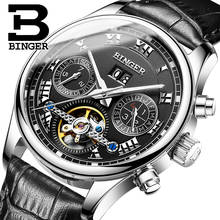 BINGER Sports Tourbillon Automatic Mechanical Brand Watch Waterproof 30M Men Leather Strap Watches Luxury Full Steel Relogio 2024 - buy cheap
