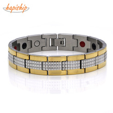 Hapiship Magnetic Germanium Bio Energy H Power Men's Health Bracelets & Bangles Stainless Steel Charm Bracelet Jewelry for Man 2024 - buy cheap