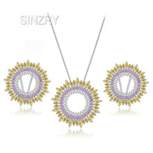 SINZRY Sweety jewelry AAA Zirconia cúbica juegos elegantes de joyería de moda colorido círculo colgante collares pendientes conjuntos para novias 2024 - compra barato