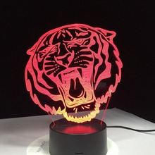 Светодиодный ночсветильник Tiger 3D с 7 цветсветильник, лампа для украшения дома, удивительная визуализация, Оптическая иллюзия, Потрясающие подарки детям 2024 - купить недорого
