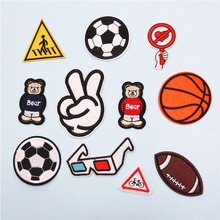 Fabric Embroidered Bear Football Cartoon Patch Clothes Stickers Bag Sew Iron On Applique DIY Apparel Sewing Clothing Accessories 2024 - buy cheap
