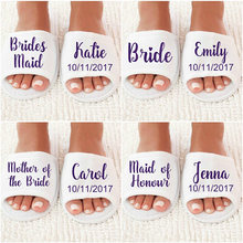 Zapatillas de spa personalizadas con el nombre, save the date Dama de honor de boda, para novia, Matron of honor, regalos para despedida de soltera 2024 - compra barato
