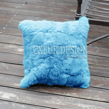 Free Shipping CX-D-28D 45x45cm Fashion Seat Cushion Rabbit Fur Sofa Pillow Fur Cushion Cover 2024 - buy cheap