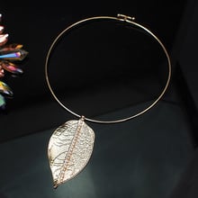 Metal Torques Chokers Necklaces For Women Big Leaf Rhinestone Alloy Big Collar Statement Necklace Party Jewelry UKMOC 2024 - buy cheap