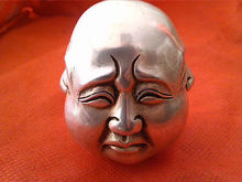 Искусственная украшенная искусственная резная статуя Будды с 4 лицами, украшение для сада, 100% Настоящее тибетское серебро, латунь 2024 - купить недорого