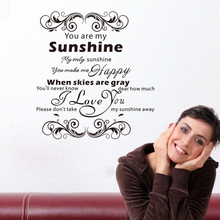you are my sunshine love quotes vinyl wall stickers for bedroom indoor wall art decor diy removeable decals black 2024 - buy cheap