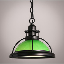 Lámpara de araña de un solo cabezal, estilo industrial, retro, para restaurante, color verde y blanco, estilo country americano 2024 - compra barato