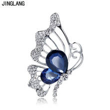 JINGLANG Animal Metal Brooches Pins Rhinestone Blue Crystal Butterfly Brooches For Women Wedding Clothes Decoration Jewelry 2024 - buy cheap