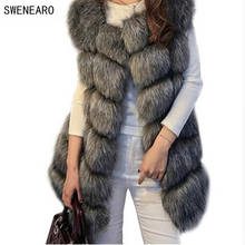 SWENEARO Winter Fashion High Quality Coat Luxury Faux Fox Warm Vests Women's Coats Fur Jacket Female 4XL 2024 - buy cheap