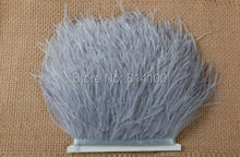 1 yardas/lote plumas de avestruz de color gris volante de flecos 10-15cm Boa Stripe para accesorios de ropa de fiesta Craft 2024 - compra barato
