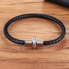 XQNI 11.11 Geometric Accessories Hand Jewelry Stainless Steel Genuine Leather Bracelet For Men Women Leather Bangle Big Discount 2024 - buy cheap