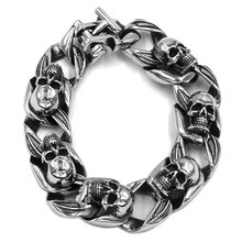 Gothic Biker Skull Bracelet Stainless Steel Titanium Jewelry Punk Cool Skull Motorcycle Biker Mens Boys Bracelet SJB0351 2024 - buy cheap