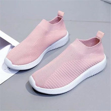 Plus Size Shoes Women Casual Knitting Sock Sneakers Stretch Flat Ladies Slip On Shoes Female Leisure Flats Fashion Espadrilles 2024 - buy cheap