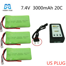 Hobby Hub 7.4V 3000mAh 20C 2s Lipo battery 2/3piece For RC3S RC4GS RC6GS Battery For RC parts Helicopter Car Boat Airplane 2024 - buy cheap