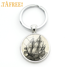 TAFREE Old World Sailing Ship Keychain Nautical Flying Dutchman Ocean Sea Jewelry Vintage Charm Pencil Art Key Chain Gift KC190 2024 - buy cheap