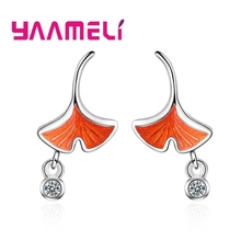 Shiny Beautiful Leaves Shape Earrings For Girls 925 Sterling Silver Jewelry Charming Enchanting Gifts Wedding Birthday Gifts 2024 - buy cheap