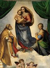 Pintura de arte sobre lienzo de la Virgen sixtina de Raphael sanzilo, pintura hecha a mano de alta calidad, regalo de Navidad 2024 - compra barato