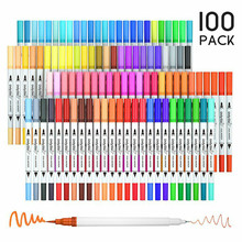Canetas de ponta dupla, 100 cores, arte, marcadores, ponta ponta fina, 0.4 marcadores, conjunto para livros de colorir para adultos 2024 - compre barato