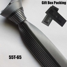 Lingyao para hombre corbata de diseñadores de arte panel corbata media de sólido de plata con negro vertical gravata a rayas en caja de regalo 2024 - compra barato