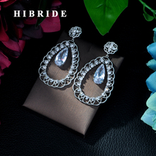 HIBRIDE Popular Luxury Long Water Drop Dangle Earrings Mirco Pave Cubic Zirconia Engagement Party Earring aretes de mujer E-91 2024 - buy cheap